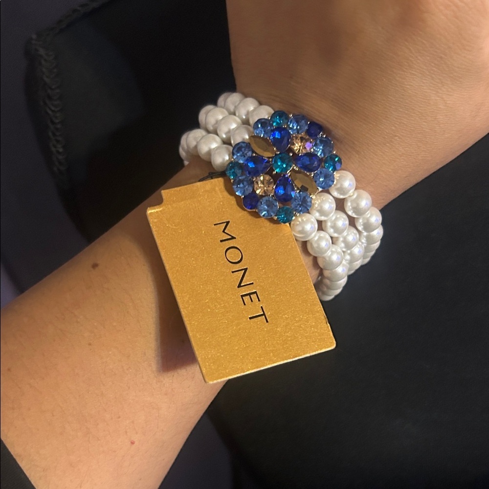 Monet Pearl and Sapphire Bracelet